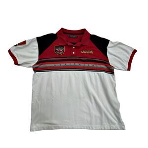 Coogi Australia Polo Shirt Red White Black Gold Crest Flag Hip Hop XXL